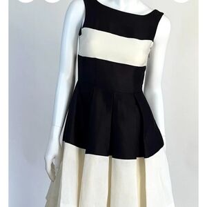 KATE SPADE Black White Color Block Pleated Dress Size 12